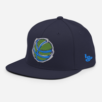 Image 1 of Basketball Snapback Hat - Navy/Royal/Green