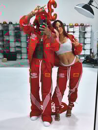 Image 4 of  GIRLS ARE DRUGS® HOODIE TRACK JACKET - RED / WHITE