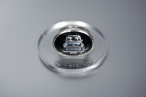 Image of "Life is.." teddy-bear’s silver ring with photo and rock crystal  · PEREGRINATIO EST VITA ·