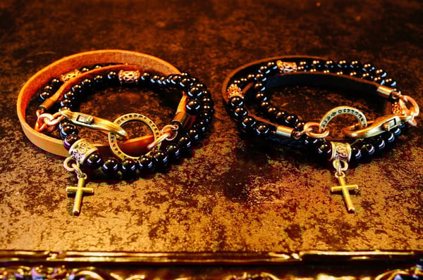 Image of Bracelet cuir et Onyx
