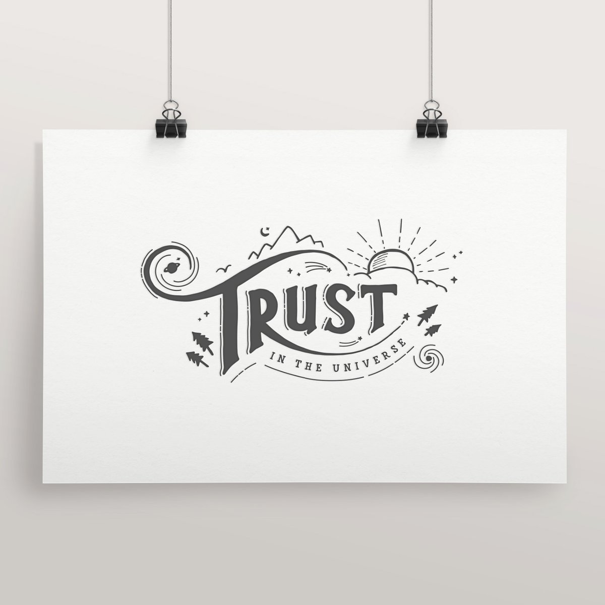 Image of Trust in the Universe Letterpress Print