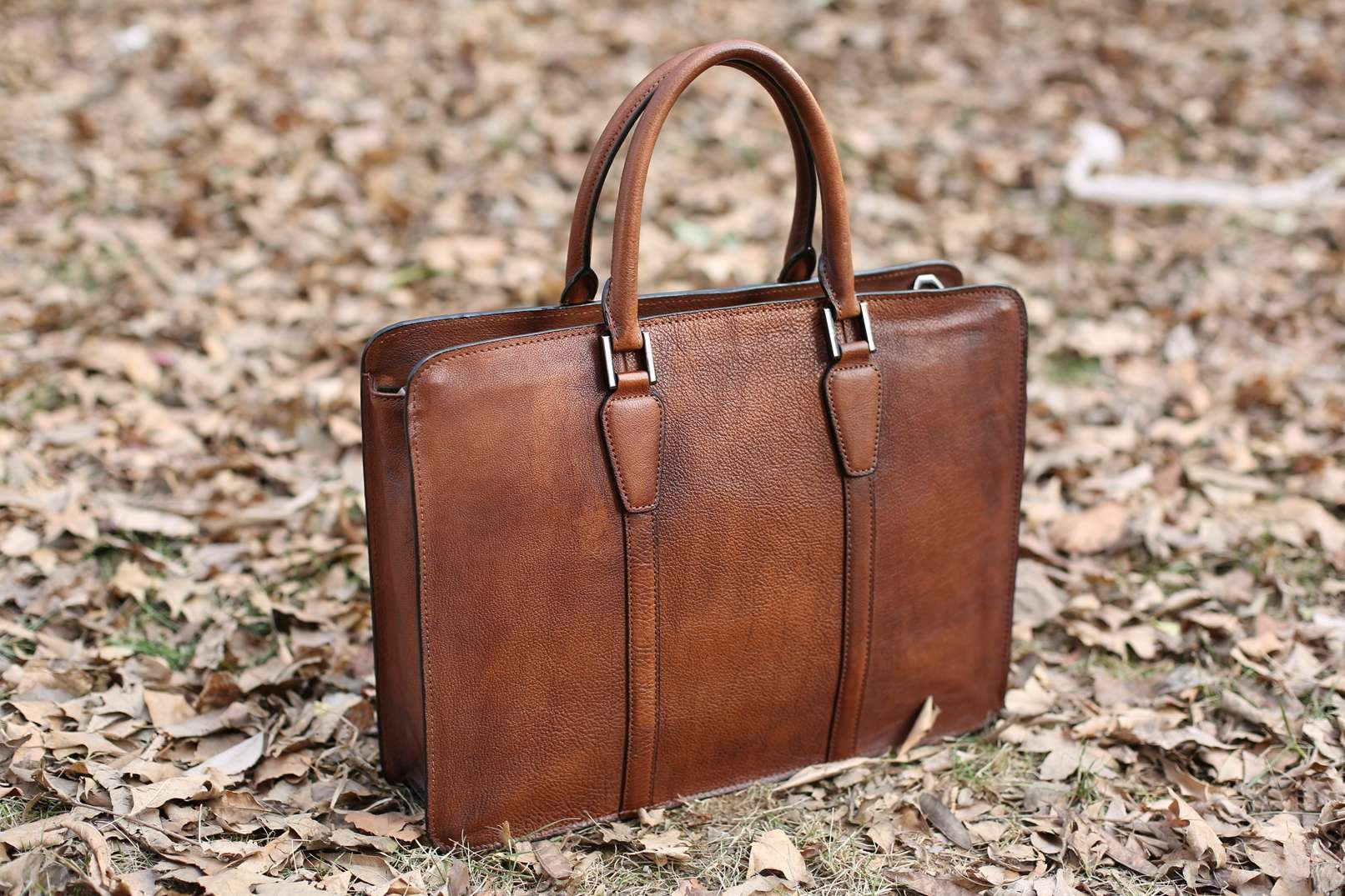 Handmade Vintage Full Grain Leather Briefcase, Laptop Bag, Men&#39;s Handbag NZ02 | MoshiLeatherBag ...