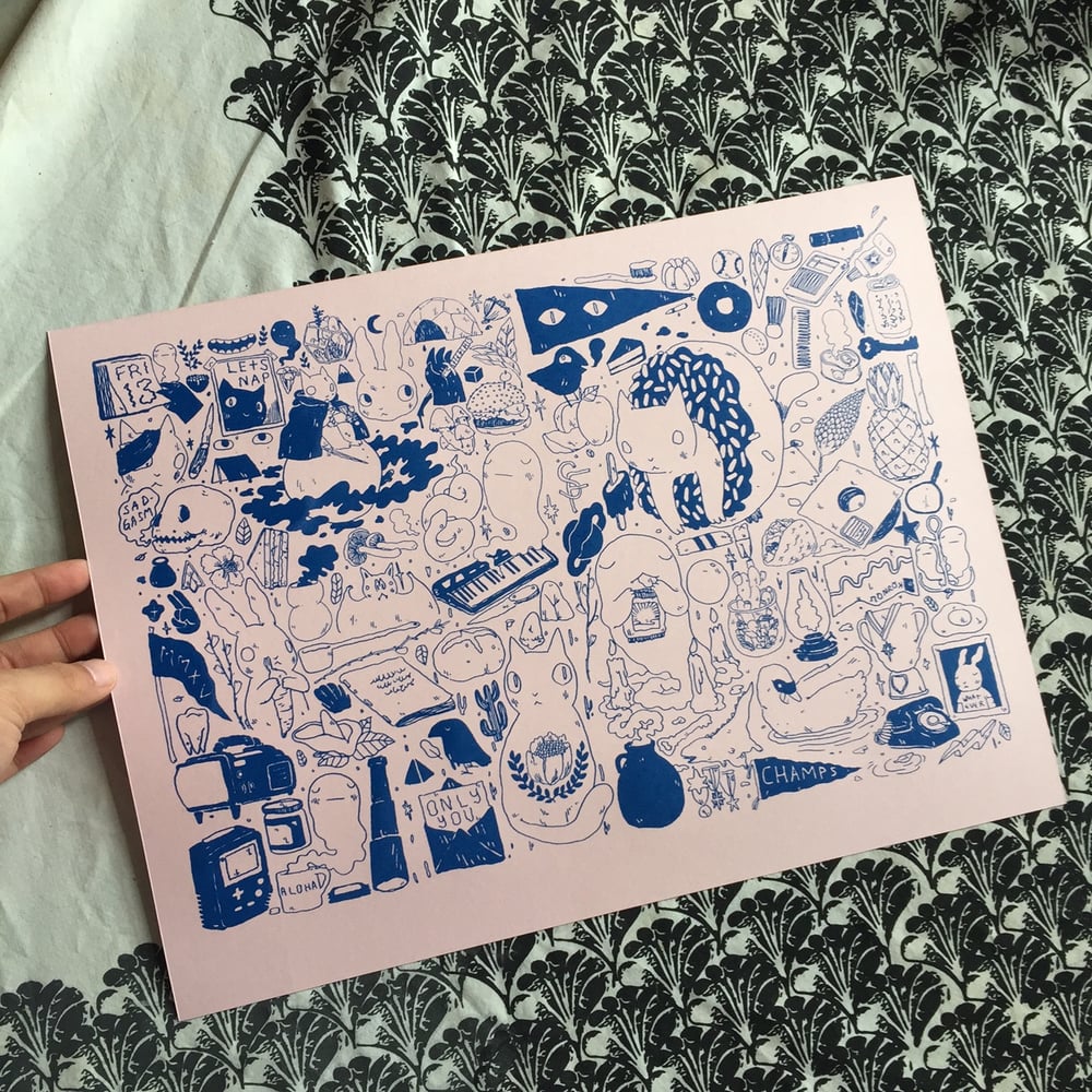 Image of Come Alone Print Blue/Pink