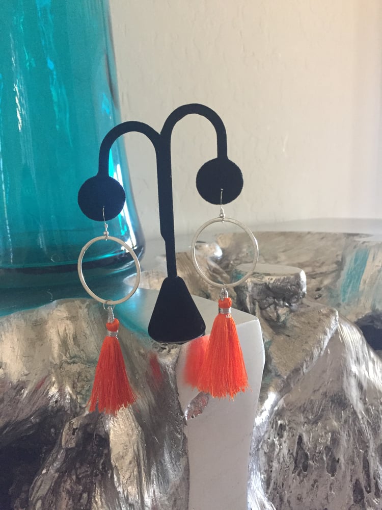 Image of Orange Tassel Earrings