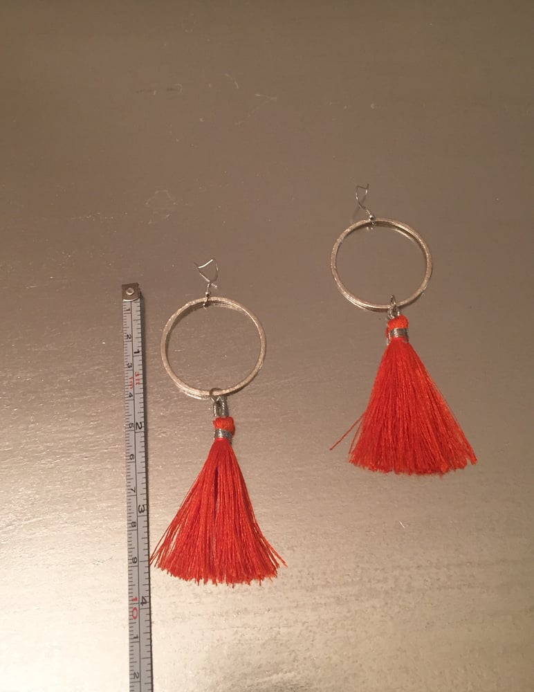 Image of Orange Tassel Earrings