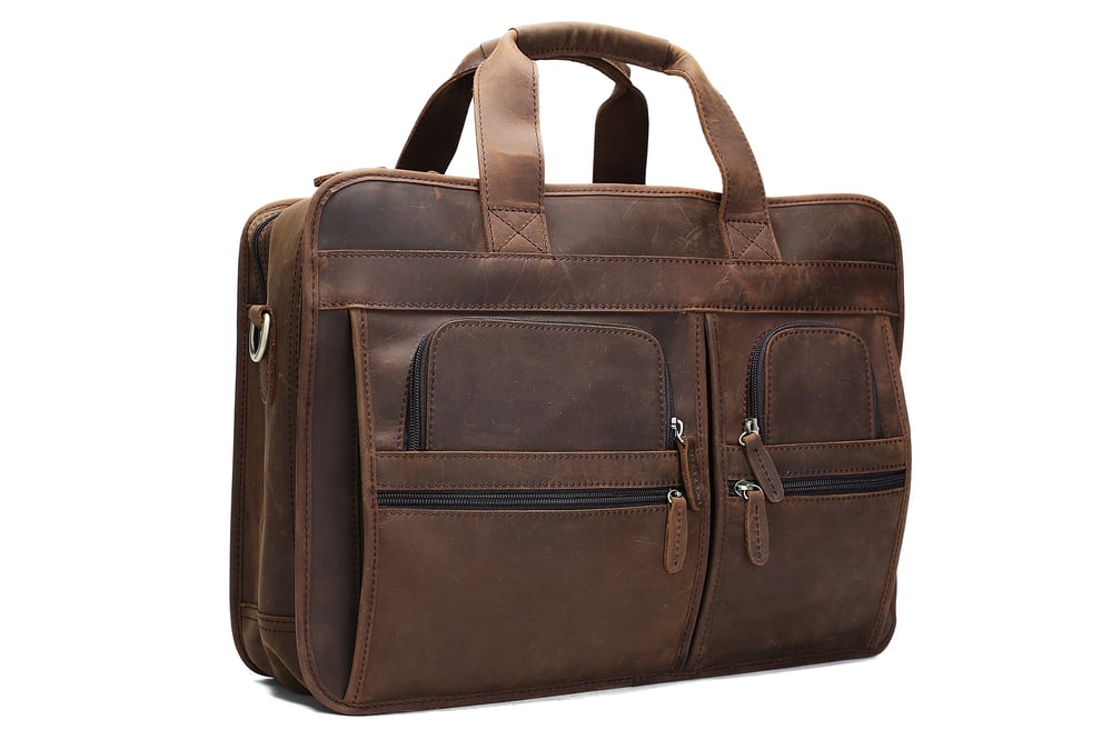 Image of Handmade Genuine Leather Luggage Bag Travel Bag Laptop Briefcase DZ11