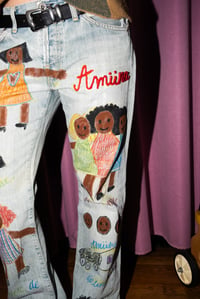 Image 4 of JEAN "SISTERS MOUMBE" LIGHT BLUE RED BRODERY 
