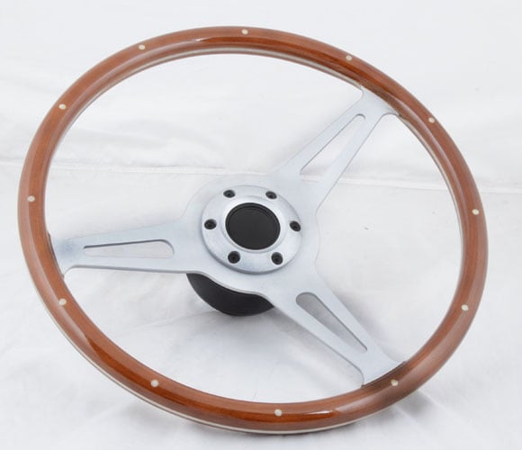 Image of 380mm Steering Wheel "Sport Classic" With Riveted Wood Grain Grip
