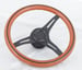 Image of 350mm Steering Wheel "Sport Wood Grain" With Powder Coated Center & Black Stripe