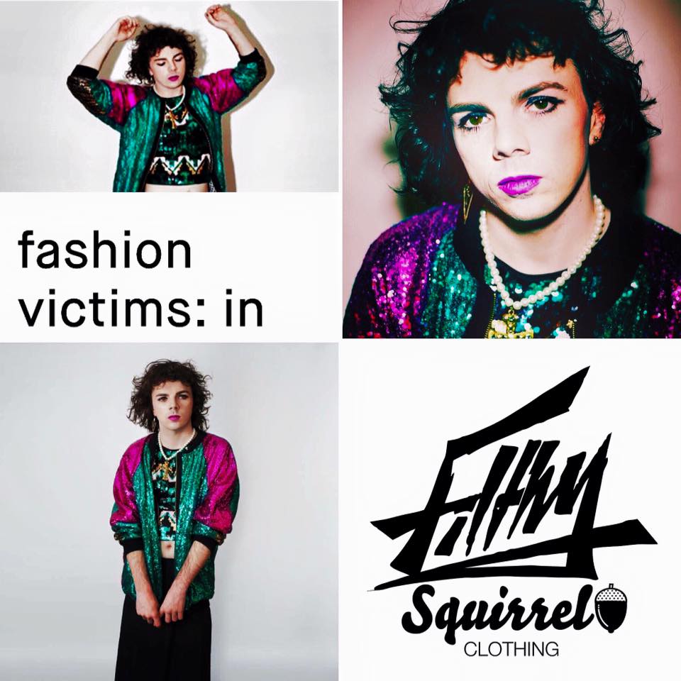 Image of Sequinned Paneled Bomber Jacket by Filthy Squirrel Clothing