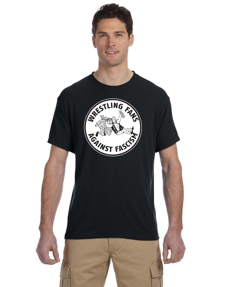 Image of Wrestling Fans Against Fascism Circle T-Shirt