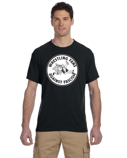 Image of Wrestling Fans Against Fascism Circle T-Shirt