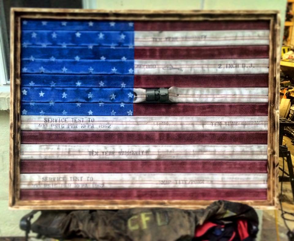 Image of American Flag Made from Fire Hose