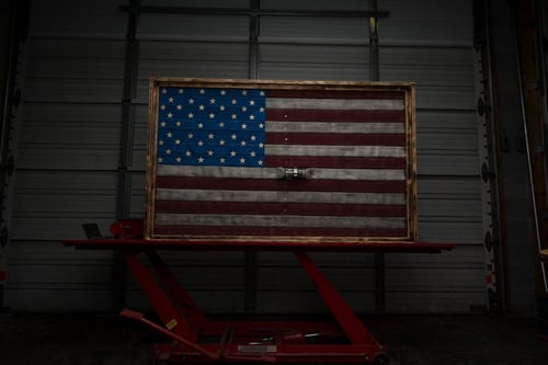 Image of American Flag Made from Fire Hose