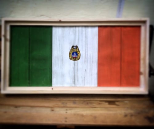 Image of Irish and other Country Flags made from retired Fire Hose