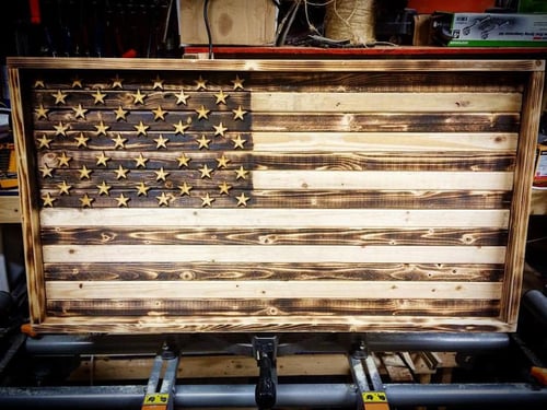Image of Medium American Flag Rustic or Burned Finish