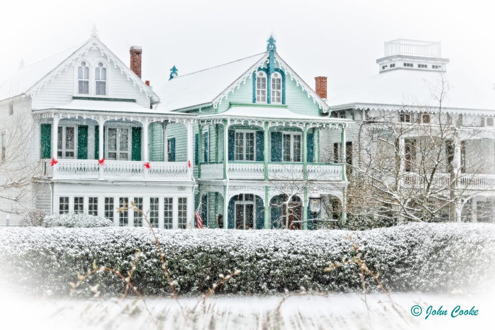 Image of Cape May Snow Covered Victorian Cottages