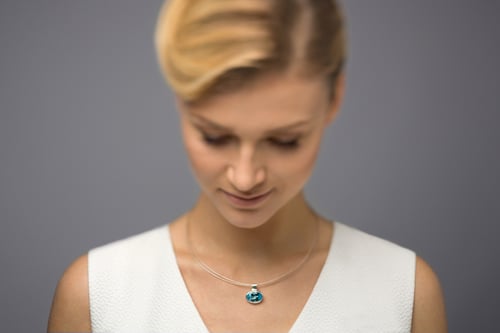 Image of "Joyful" silver pendant with blue topaz · PER GAUDIUM ·