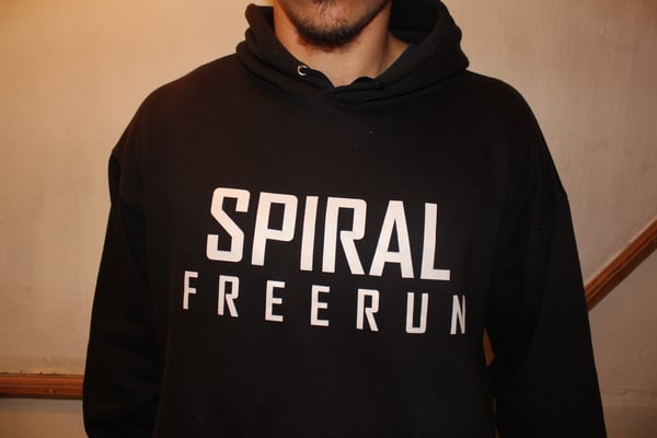 Image of Spiral Freerun Text Design Hoody