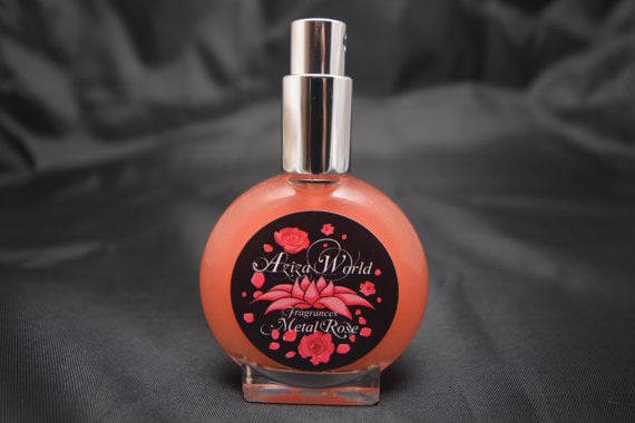 Image of Metal Rose Perfume, Oriental Floral, Rose, Sandalwood, Orange Blossom, Handmade Ladies Perfume