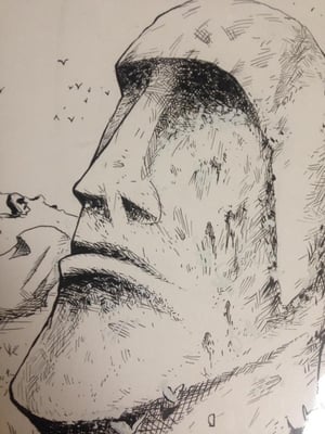 Image of EASTER ISLAND inked drawing