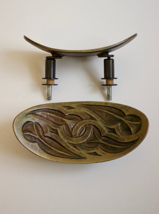 Image of Set of Curved Bronze Door Handles, Italy