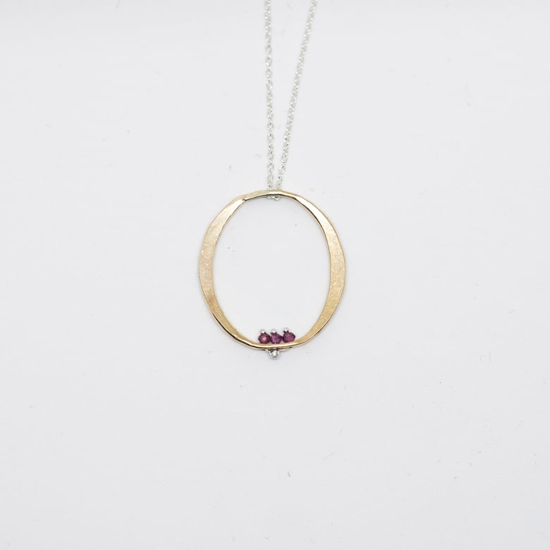 Image of Long ruby oval necklace