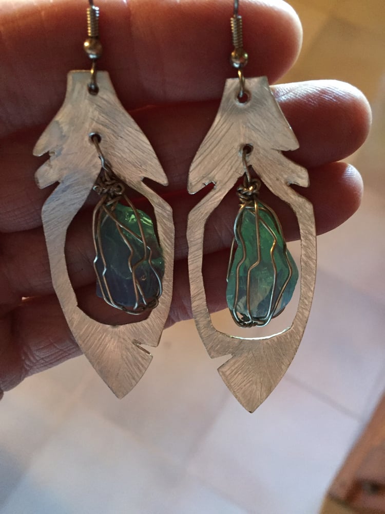 Image of Andara Crystal Feather Earrings