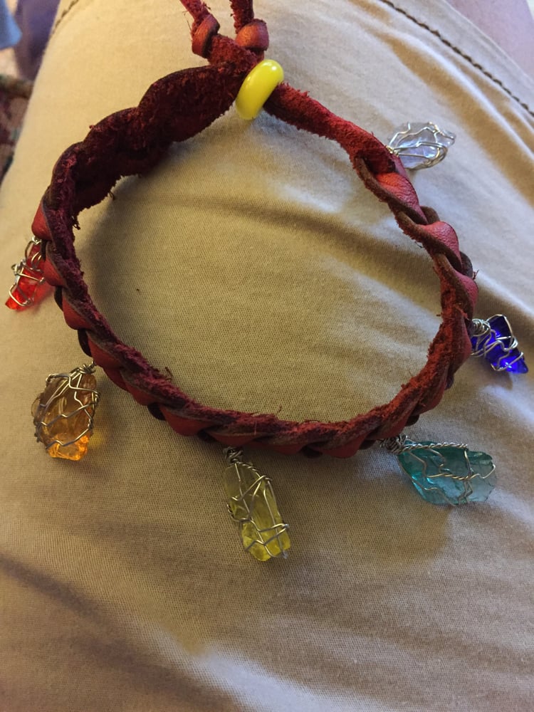 Image of Chakra on leather Anklets or Bracelets