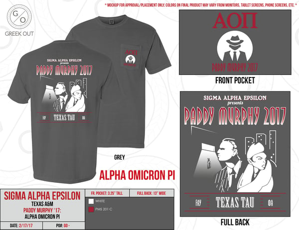 Image of SAE/AOPi PADDY MURPY 2017 PHILANTHROPY GREY TEE