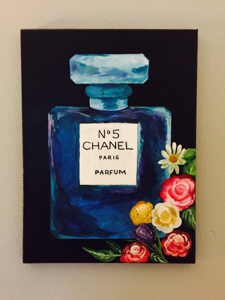 Source Unknown, Art, Mirror Wall Art Chanel No 5 Paris Perfume Bottle  Print Blue Teal Black 4x11