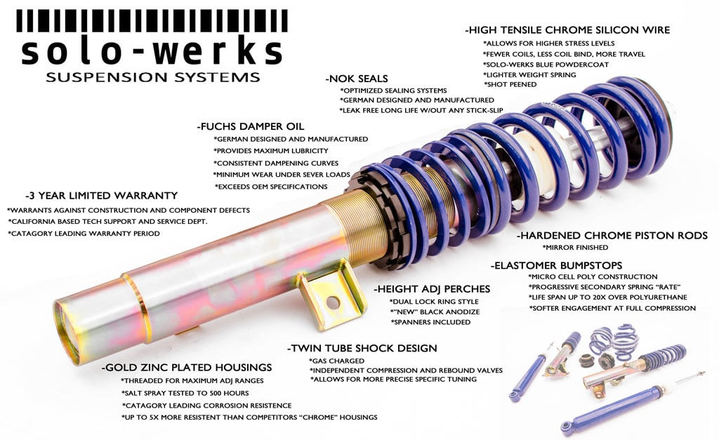 Image of Solo Werks S1 Coilover System - MK1 Caddy Pickup 