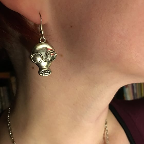 Image of Silver Gas Mask Earrings