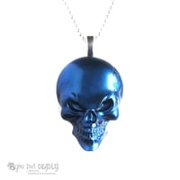 Image 1 of Metallic Blue Resin Skull Pendant * ON SALE - Was £20 now £12 *