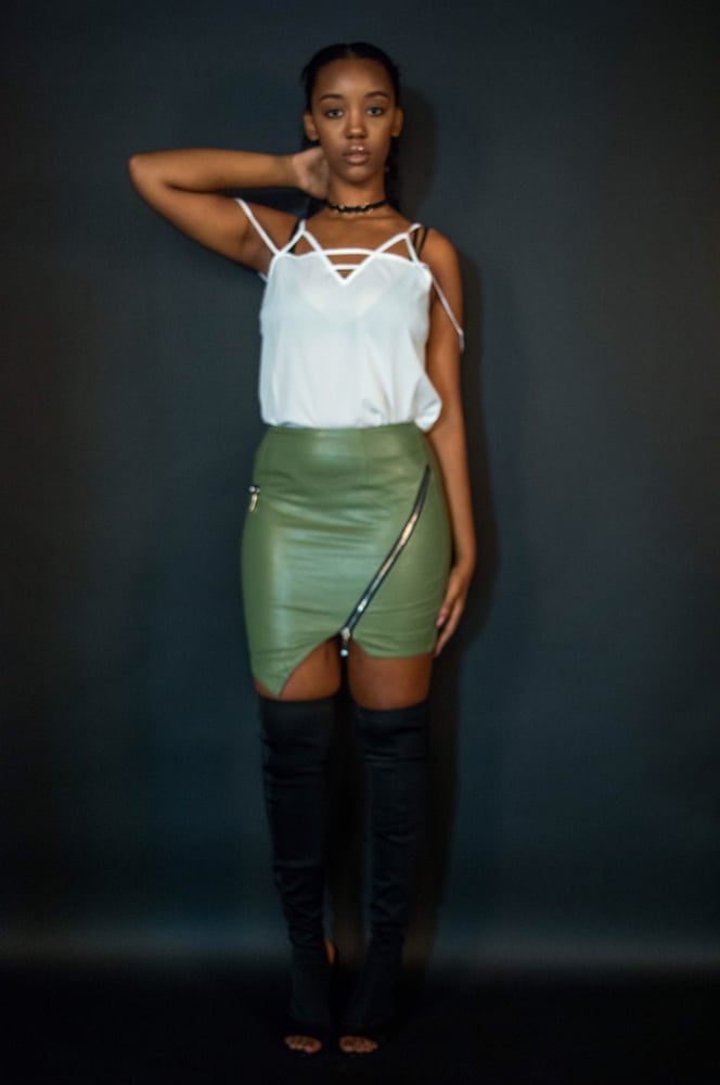 Image of Green leather skirt