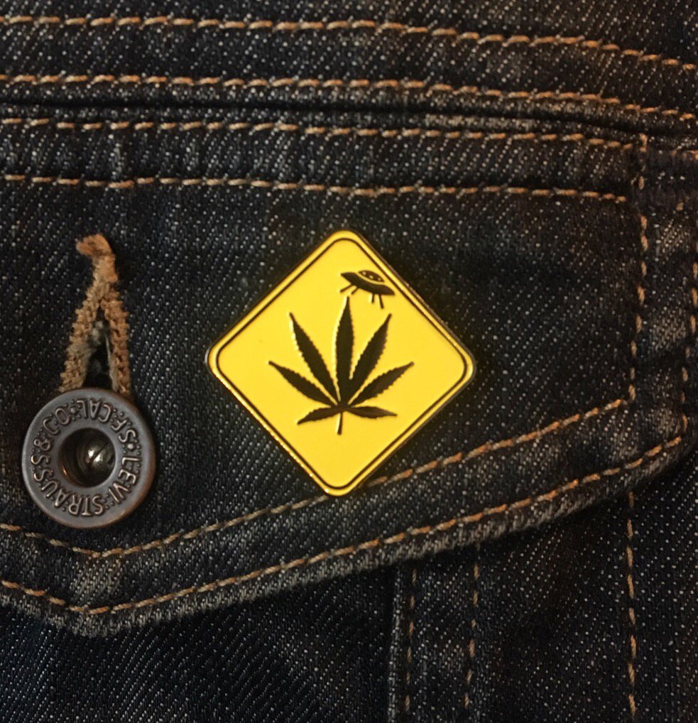 Image of Leaf Abduction Pin and Sticker