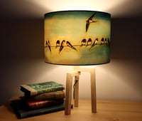 Image 2 of 'Swallows' Drum Lampshade by Lily Greenwood (30cm, Table Lamp or Ceiling)