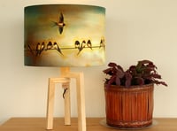 Image 4 of 'Swallows' Drum Lampshade by Lily Greenwood (30cm, Table Lamp or Ceiling)