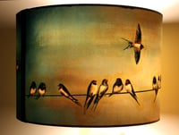 Image 5 of 'Swallows' Drum Lampshade by Lily Greenwood (30cm, Table Lamp or Ceiling)