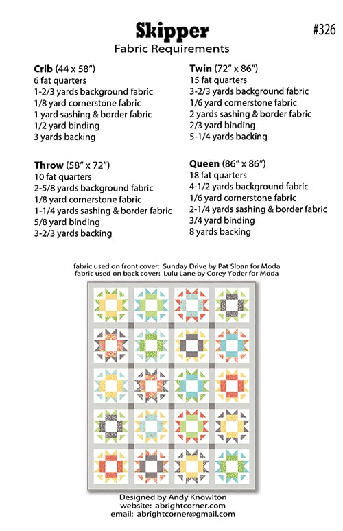 Skipper Quilt Pattern - PAPER pattern | A Bright Corner