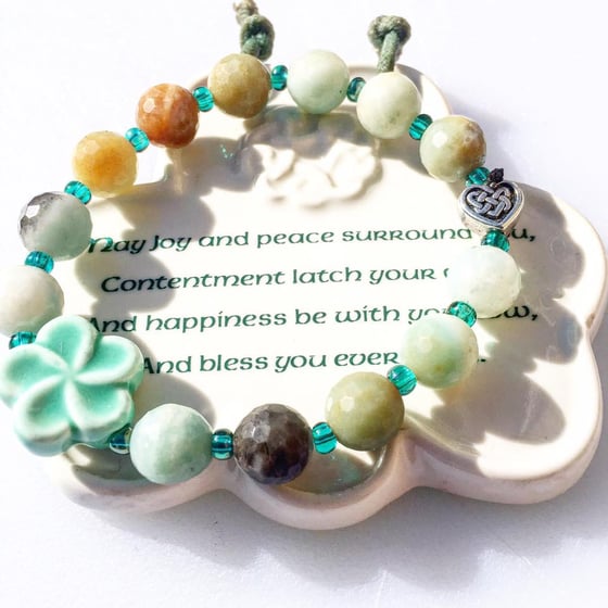 Image of Irish Pottery with Amazonite and Celtic Bead