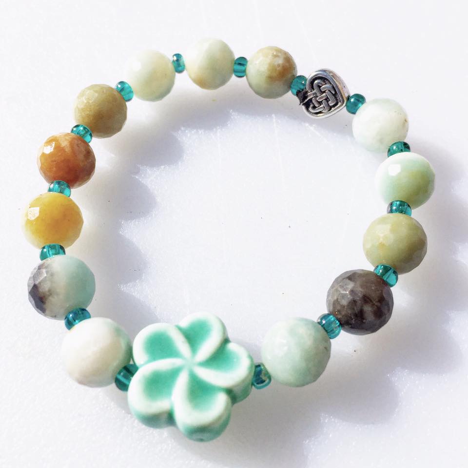 Image of Irish Pottery with Amazonite and Celtic Bead 