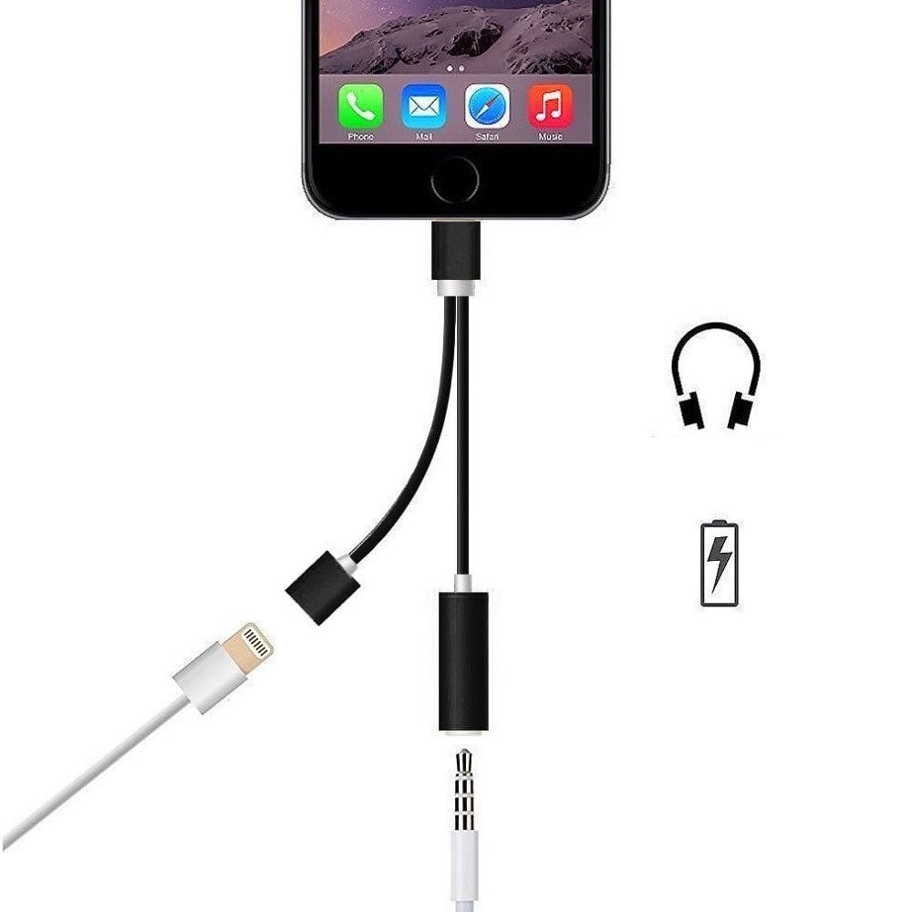 Image of 2 in 1 Lightning/3.5mm Jack Adapter for iPhone 7 (Charge & Listen to music)