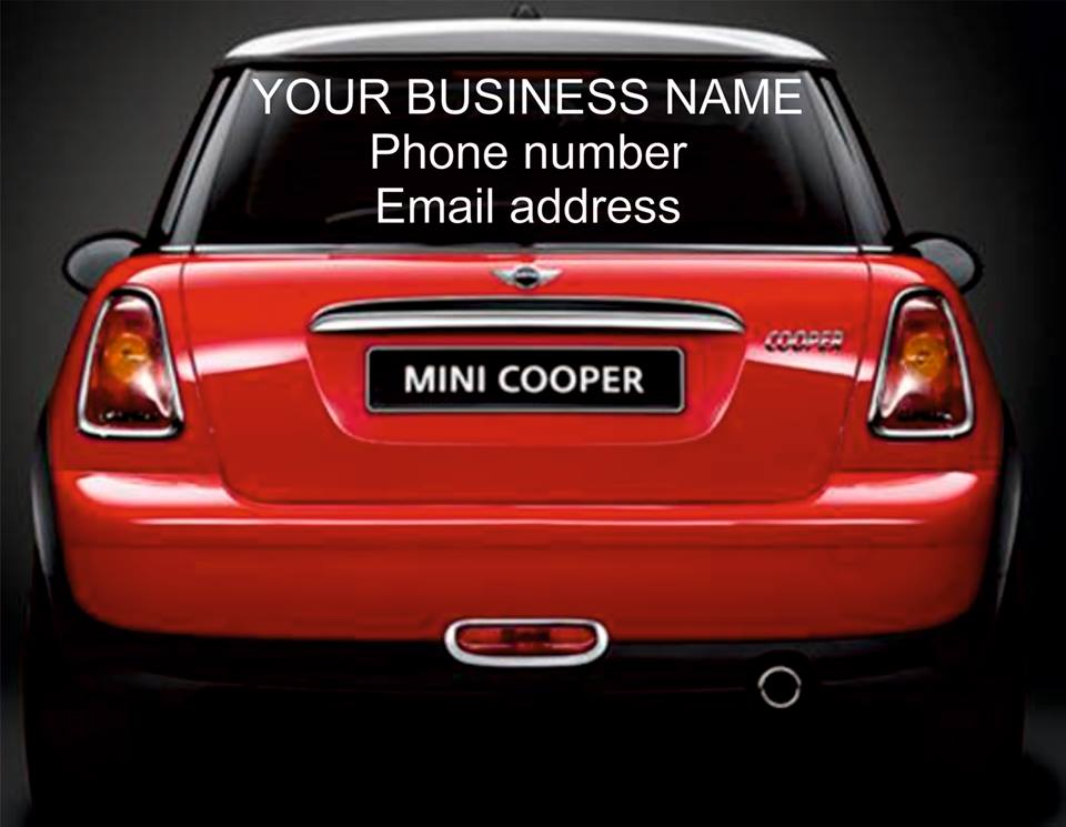 Image of car/small van business rear window advertising sticker!