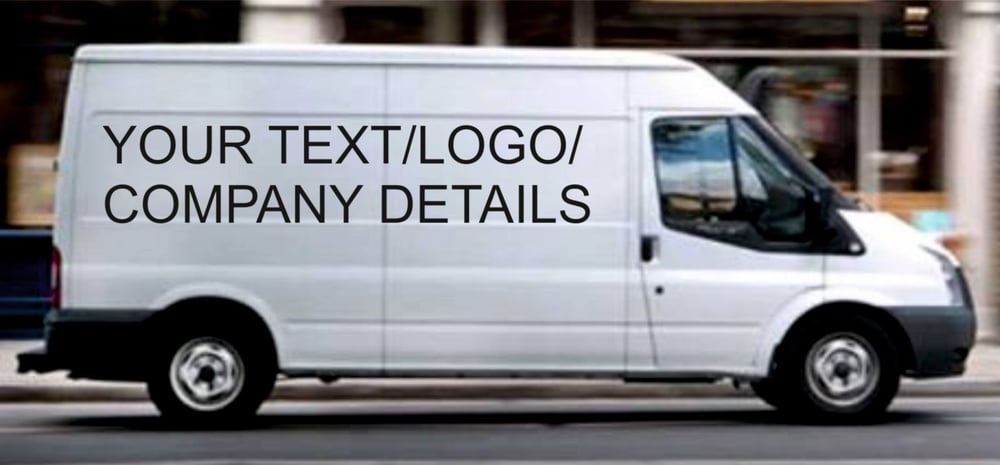 Image of custom van wording/business/logo advertising text
