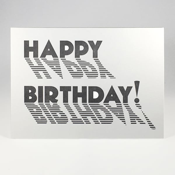 Image of HAPPY BIRTHDAY! (black and white stripes)