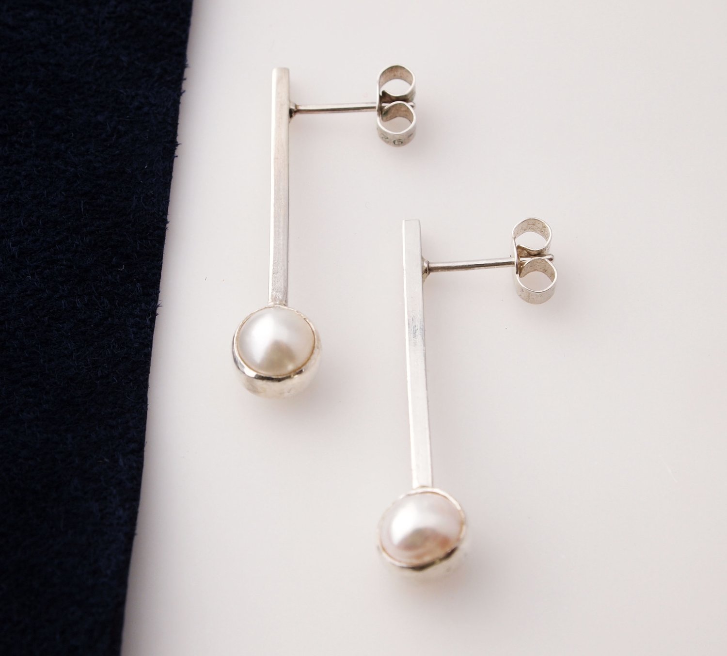 Silver And Pearl Posts | Louise Buchan