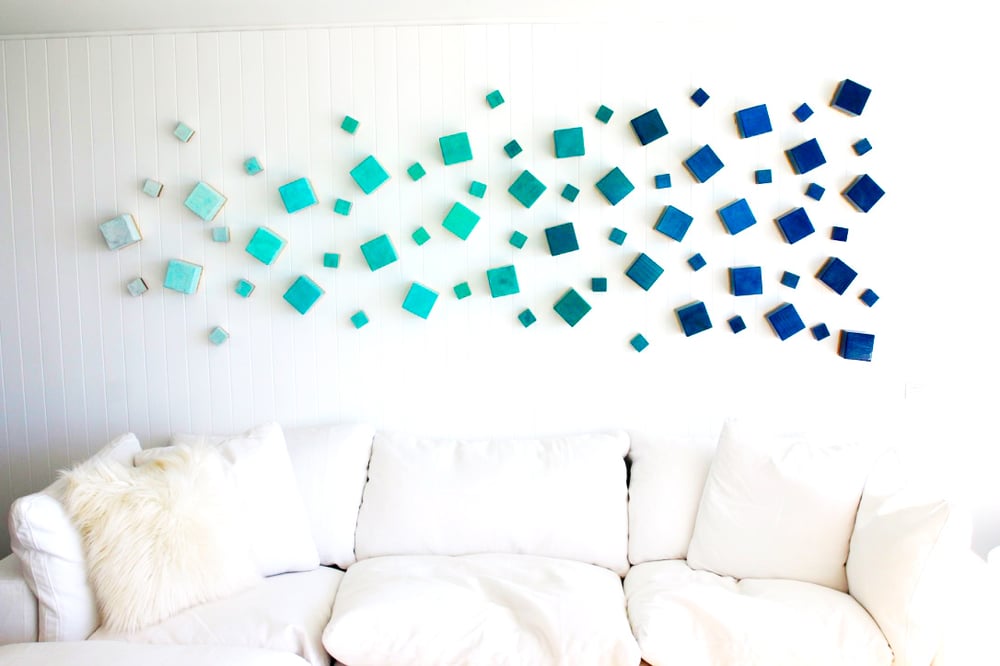 Image of 'OCEAN BREEZE CUBED' | Wood Wall Sculpture | Modern Wall Decor | 3D Wall Art | Original Art 