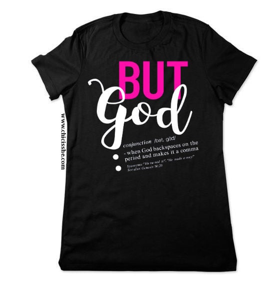 Image of "But GOD!" Women's Fitted Tshirt - Black