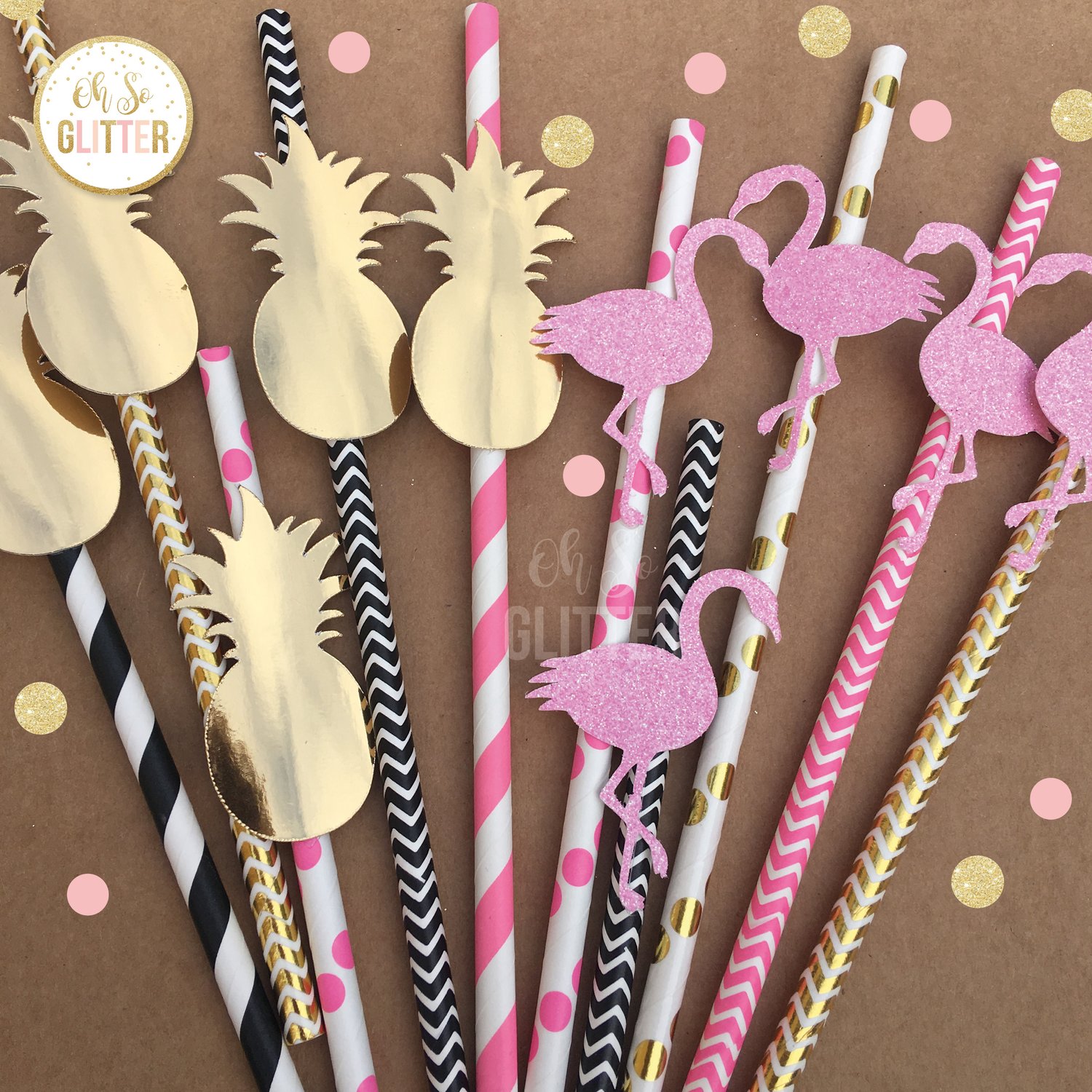 Image of Flamingo and Pineapple Straws